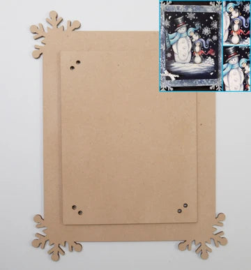 PineCraft Inc. wood surface with snowflake corner accents for the Frosty Friends painting class, sold separately