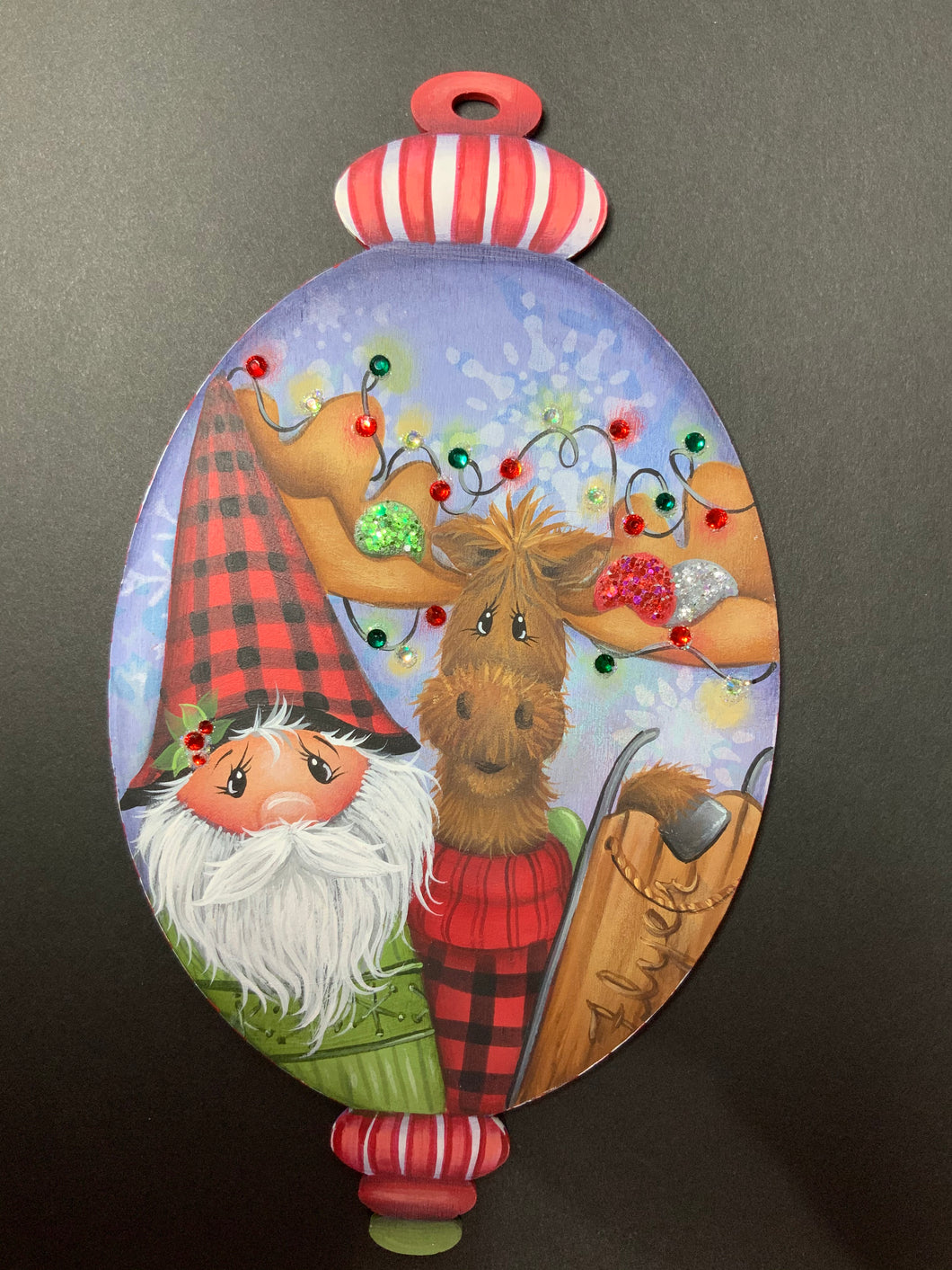 Surface - Large Fancy Oval Ornament - Moose-In Around